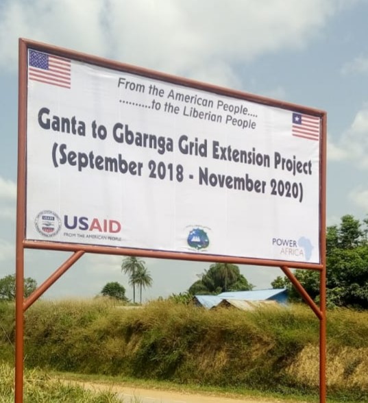 Ganta to Gbarnga Grid Extension Project Sign
